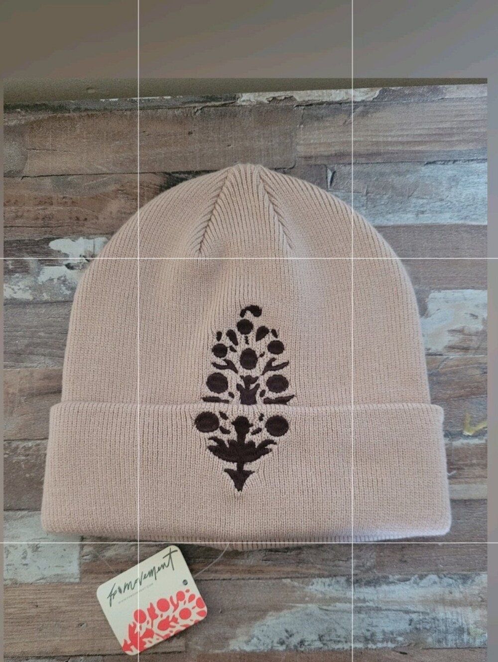Free People Embroidered Logo Buti Benie. Folded Cuff Hat